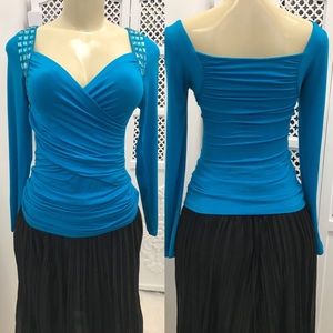 Plunging Embellished Too in Sky Blue